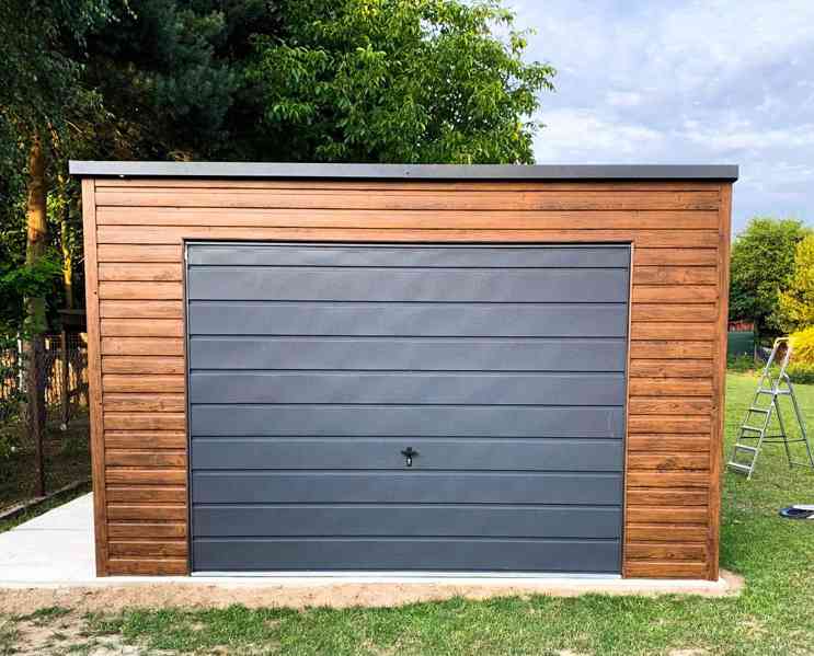 Plechová garáž 4m x 6m, spád dozadu, výklopná vrata - TS375 - foto 7