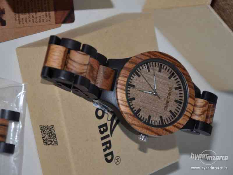 Luxusní nové dřevěné hodinky - eben/bambus - foto 2