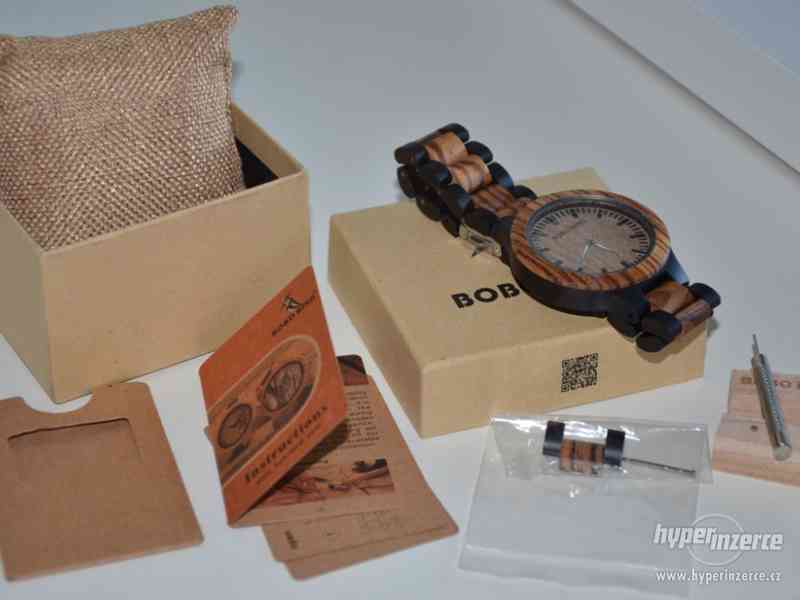 Luxusní nové dřevěné hodinky - eben/bambus - foto 3