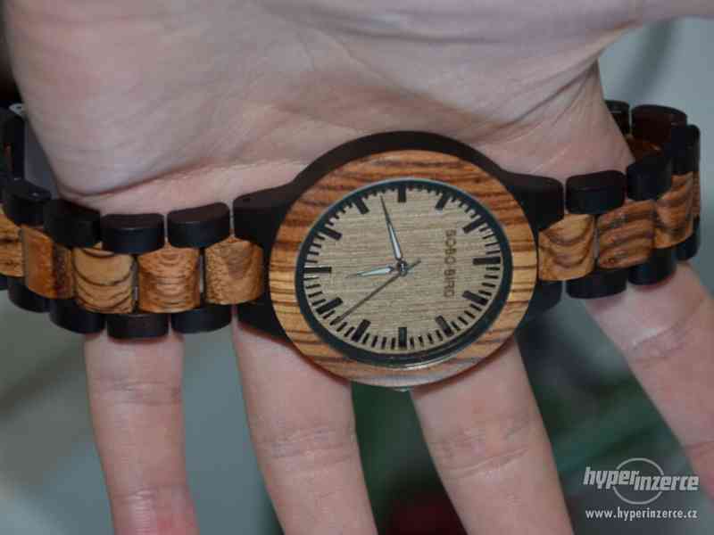 Luxusní nové dřevěné hodinky - eben/bambus - foto 6