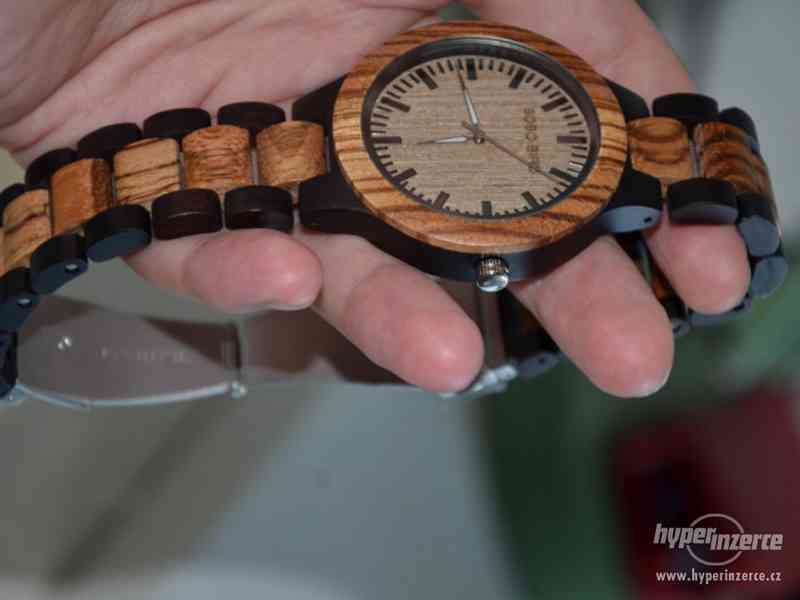 Luxusní nové dřevěné hodinky - eben/bambus - foto 8