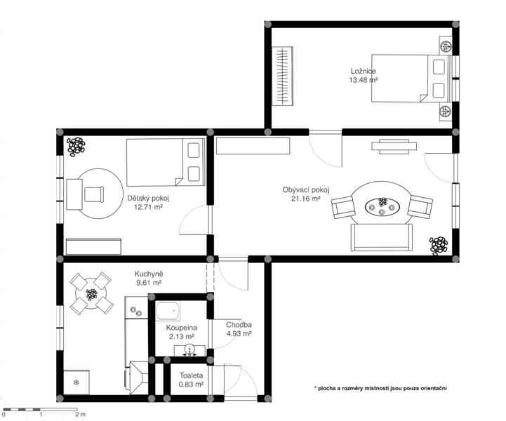 Slunné bydlení 3+1/B, 66 m2, cihlový dům, 2.patro, ÚL - foto 2