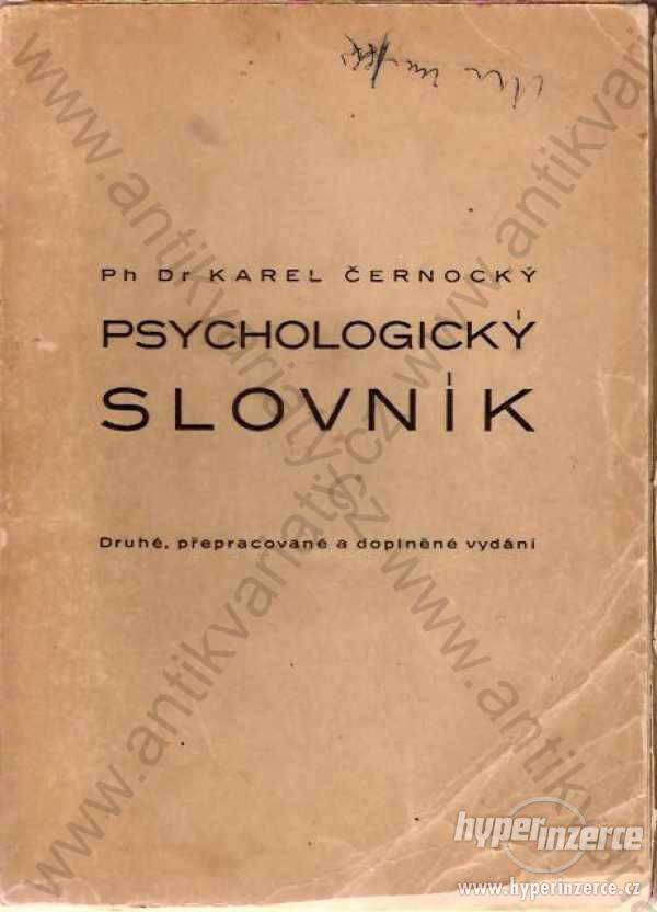 Psychologický slovník PhDr Karel Černocký 1947 - foto 1