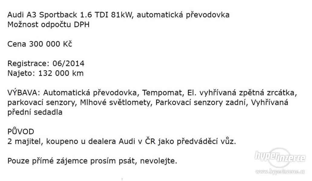 Audi A3 Sportback 1.6 TDI 81kW, aut.přev.,odp - foto 11
