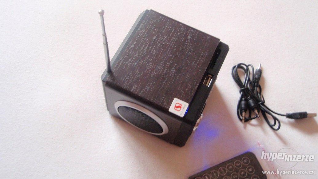 Přenosné repro MP3 rádio budík, USB, 3.5 jack vstup, SD nové - foto 10