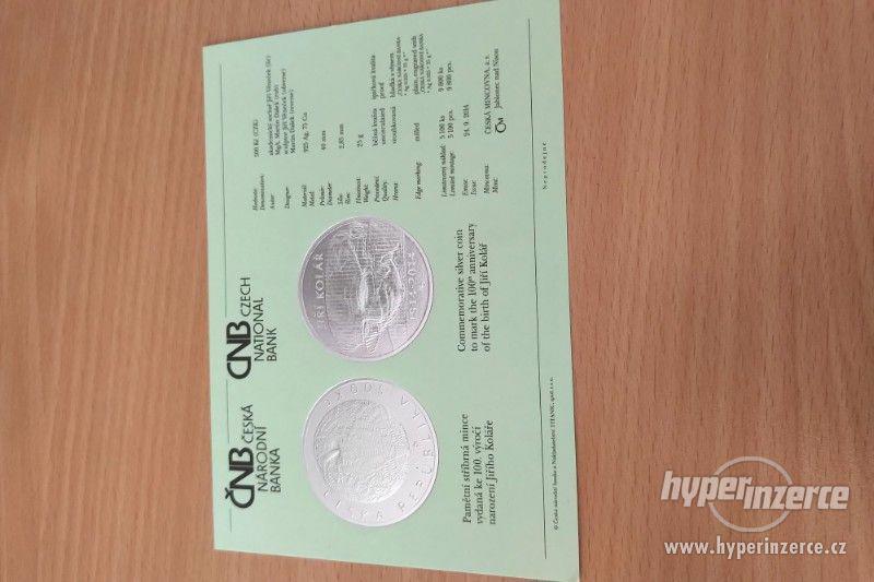 Pamětní stříbrná minci vydanou k 100.výročí nar. Jiří Kolář - foto 3