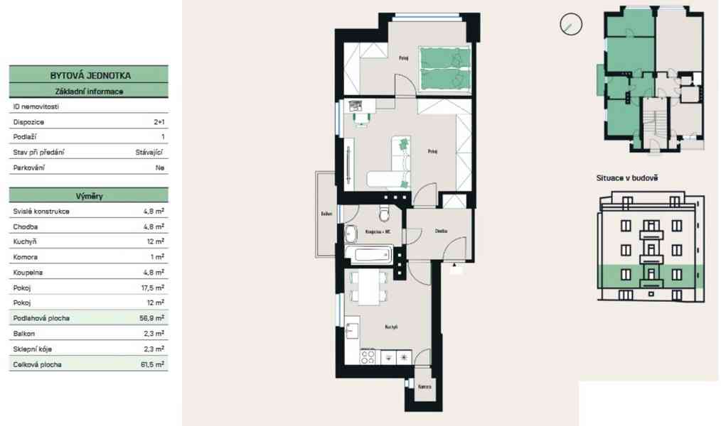 Prodej bytu 2+1, plocha 61,5 m2, Balkón, 1. NP,  Praha 4 Nus - foto 2