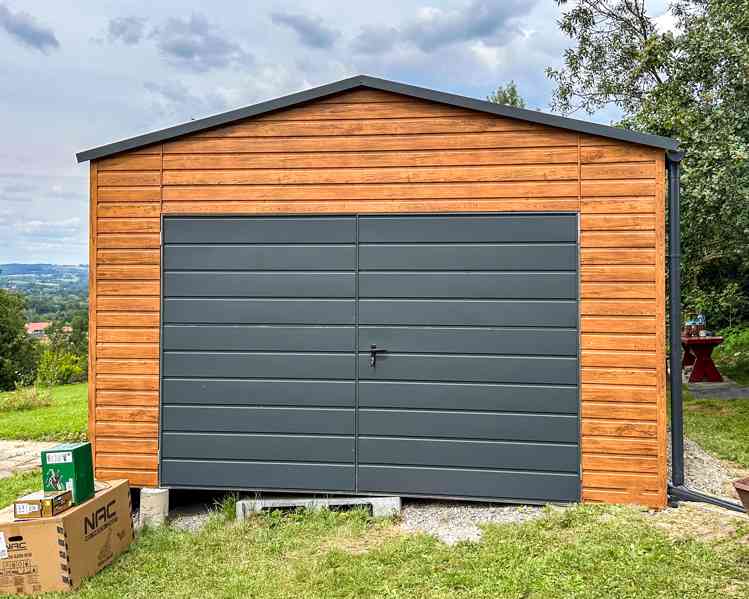 Plechova garáž  4,5x6m - Dvoukřídlá vrata  -  dveře -  TS752 - foto 2