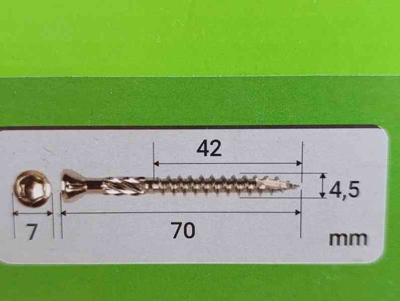 Terasové C2 nerezové vruty, rozměr 4,5x70 TORX, 200ks + BIT - foto 4