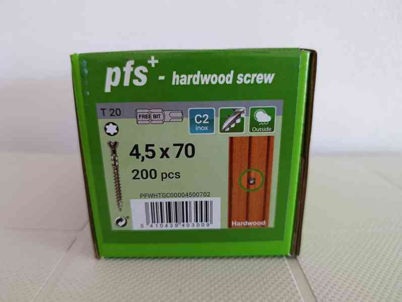 Terasové C2 nerezové vruty, rozměr 4,5x70 TORX, 200ks + BIT - foto 2