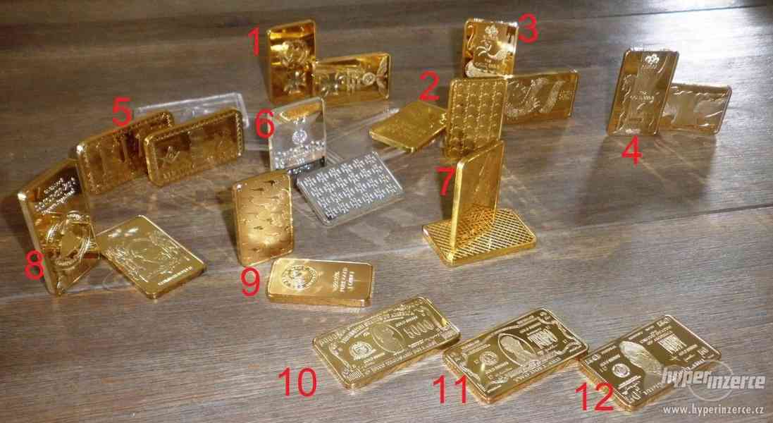 Zednářské, německé, kanadské, čínské zlaté cihličky. Sbírka - foto 1