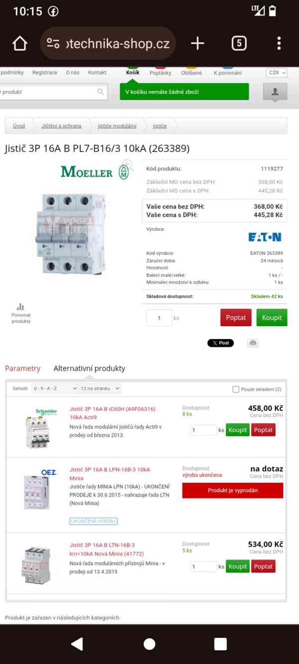 Zánovní třífázový jistič Moeller xpole PL7-B16 /3 10kA - foto 2