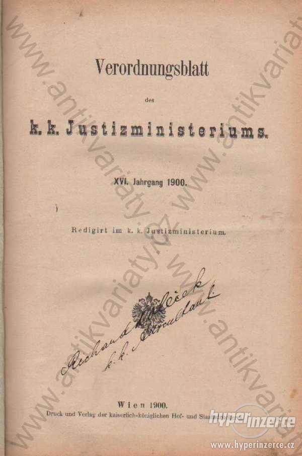 Verordnungsblatt des k. k. Justizministeriums 1900 - foto 1