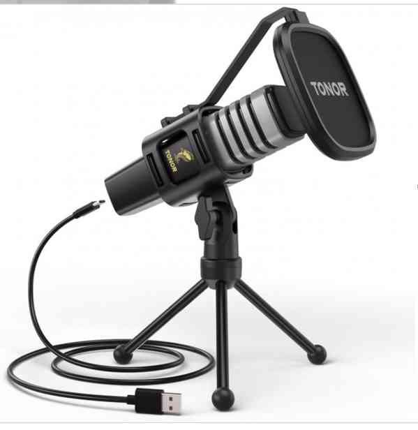 Kondenzátorový USB mikrofon TONOR TC30 se stylovým stojankem