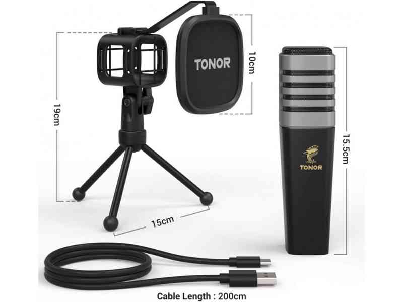 Kondenzátorový USB mikrofon TONOR TC30 se stylovým stojankem - foto 4
