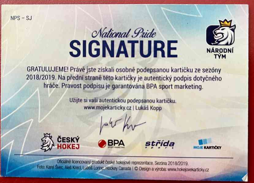 Hokejová karta Jiří Sekáč Moje kartičky 2019 New Era - foto 2