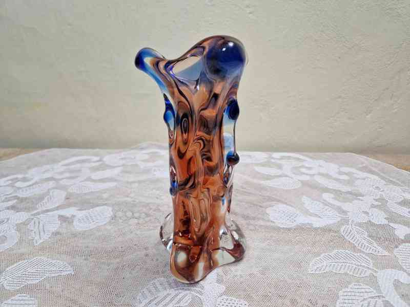 Zajímavá Autorská Váza z hutního skla F Zemek Niagára - foto 4