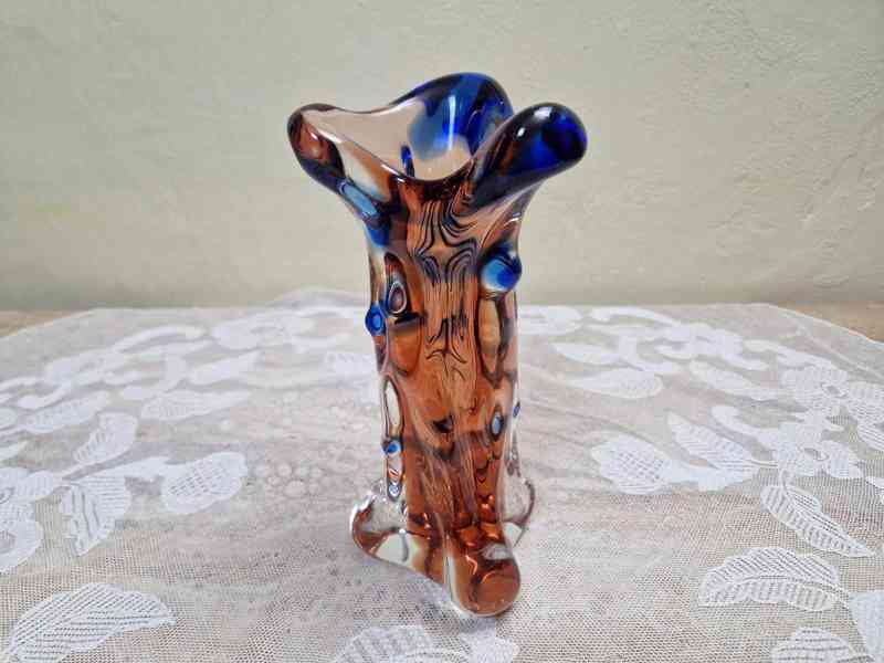 Zajímavá Autorská Váza z hutního skla F Zemek Niagára - foto 2