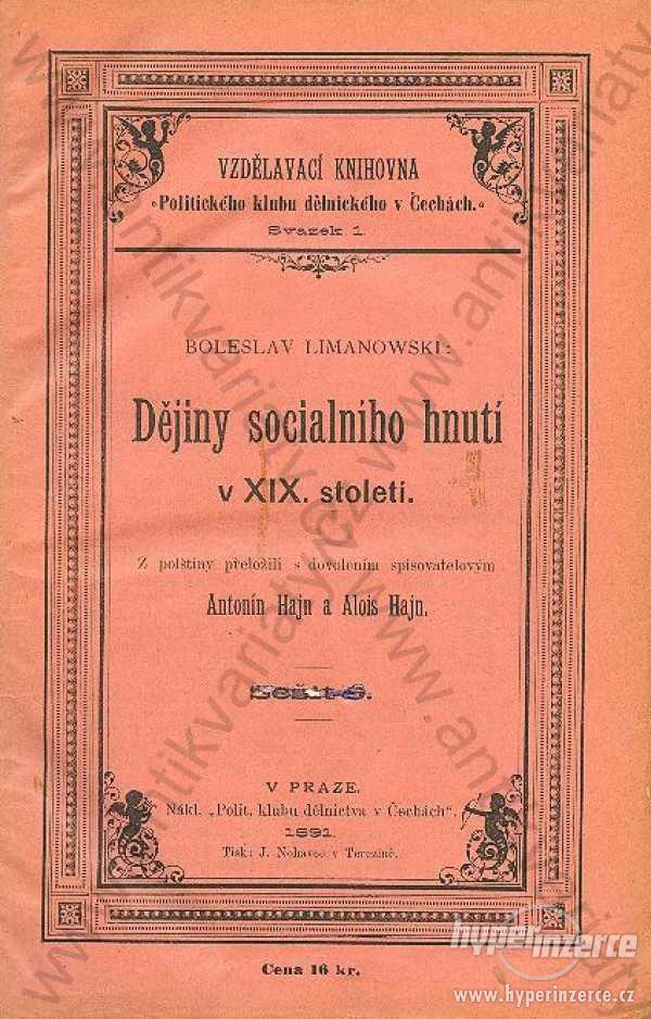 Dějiny sociálního hnutí v XIX.století B.Limanowski - foto 1