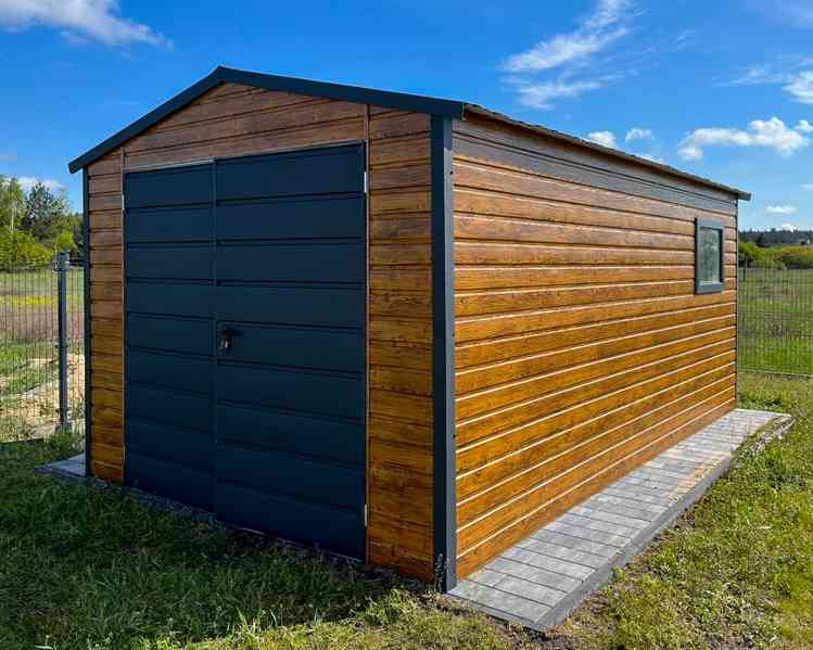 Plechova garáž 3,5x5m - Dvoukřídlá vrata - Okno - TS644 - foto 3