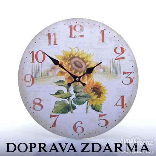 Nejlevnější nástěnné hodiny se slunečnicí, ZDARMA DOPRAVA - foto 1