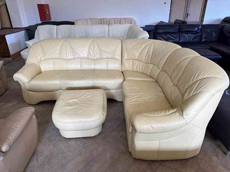  130 Kožená rozkládací rohová sedací souprava sedačka 