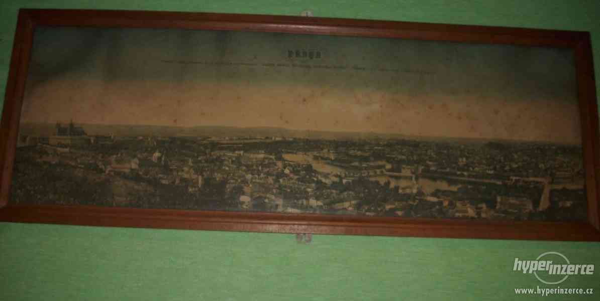 sleva-Starožitný obraz panoramatu Prahy - foto 1