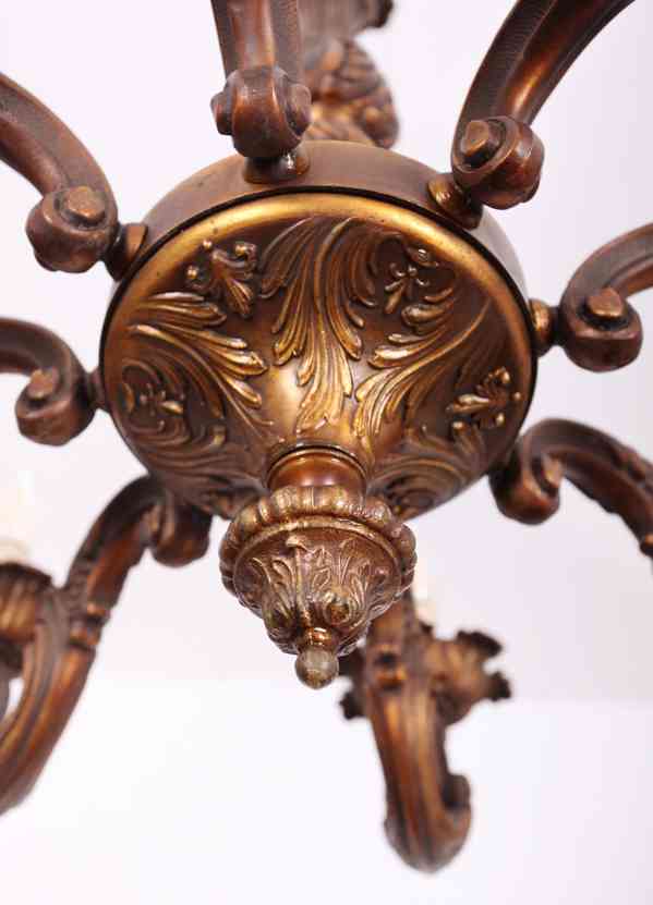 Starožitný lustr s florálním zdobením 8 žárovek - foto 3