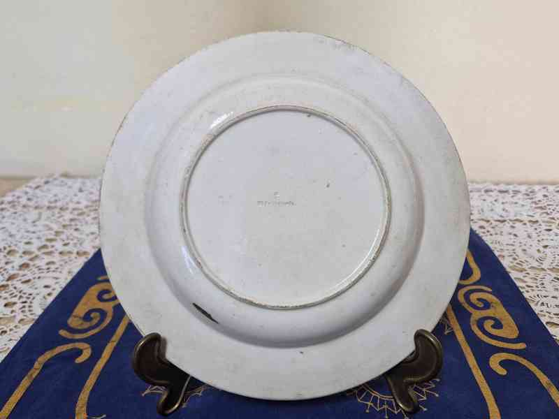 Velmi starý malovaný  kameninový Talíř Klenčí - foto 3