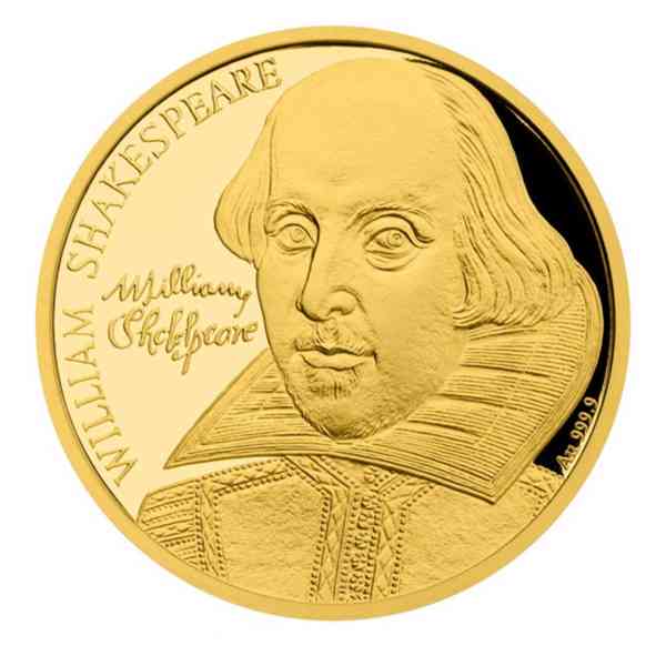 Zlatá půluncová mince W.Shakespeare - 2016 - foto 3