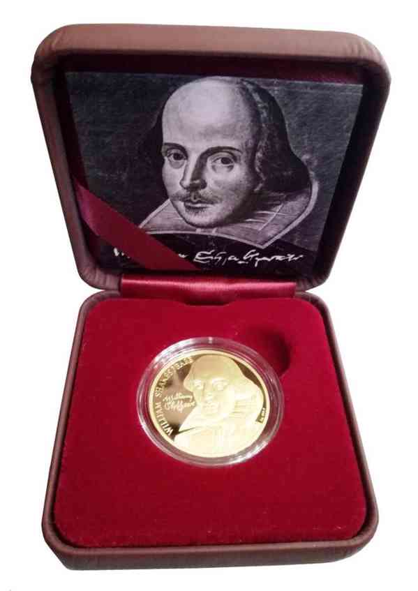 Zlatá půluncová mince W.Shakespeare - 2016