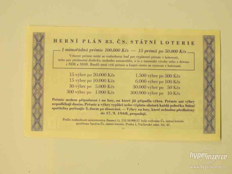 Velmi zachovalý los Státní loterie z roku 1968. - foto 2