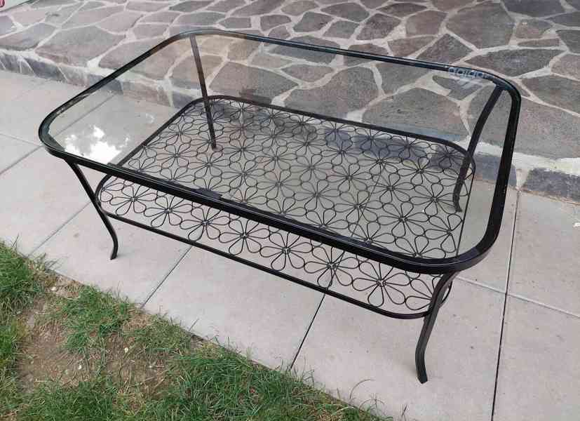 Stolek Ikea, kovový se sklem - foto 2