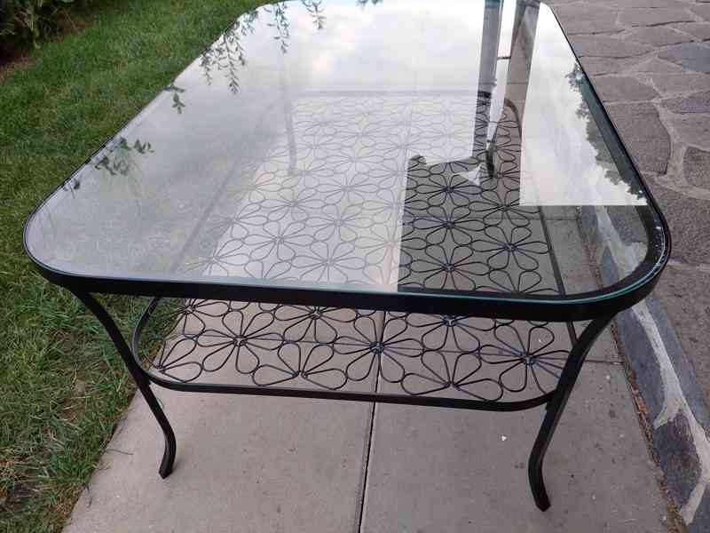 Stolek Ikea, kovový se sklem - foto 6