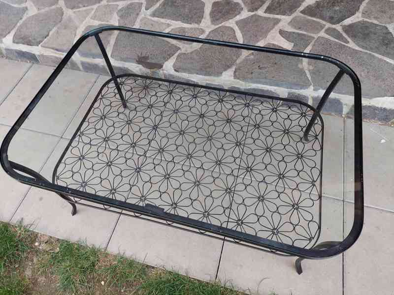 Stolek Ikea, kovový se sklem - foto 3