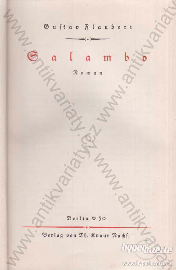 Salambo Roman Gustave Flaubert psáno německy 1950 - foto 1
