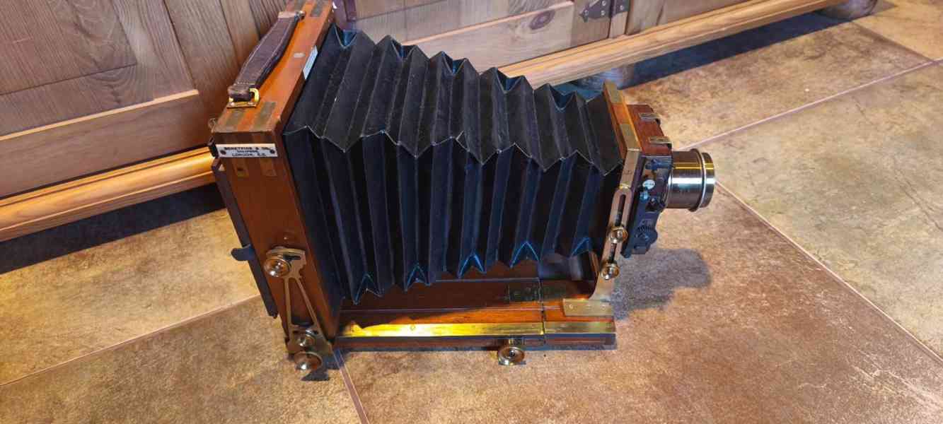 Starý dřevěný fotoaparát LANCASTER cca 1895 - foto 3