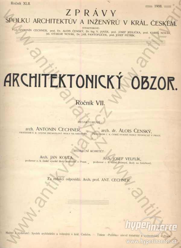 Architektonický obzor ročník VII. 1908 - foto 1