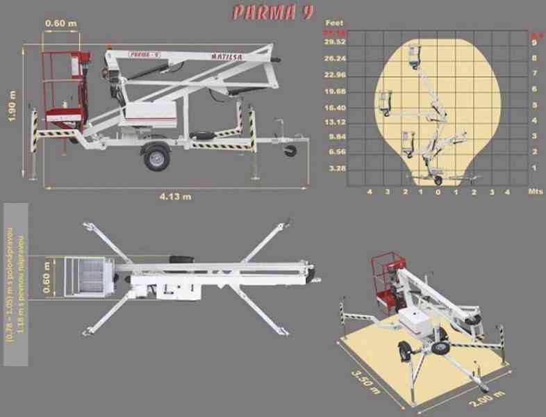 9.5m/120kg přívěs montážní plošina - foto 3