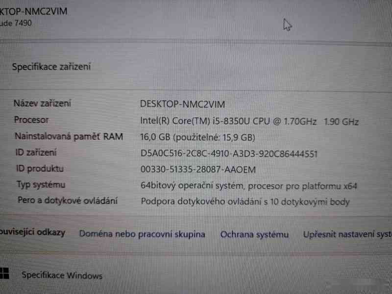 Dell latitude E7490 i5/16GB/SSD 256GB/dotyk - foto 3