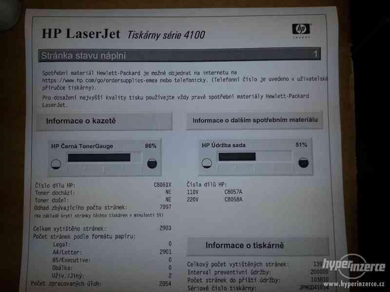 HP Laserjet 4100N | najeto 13tisíc | toner 86% - foto 2