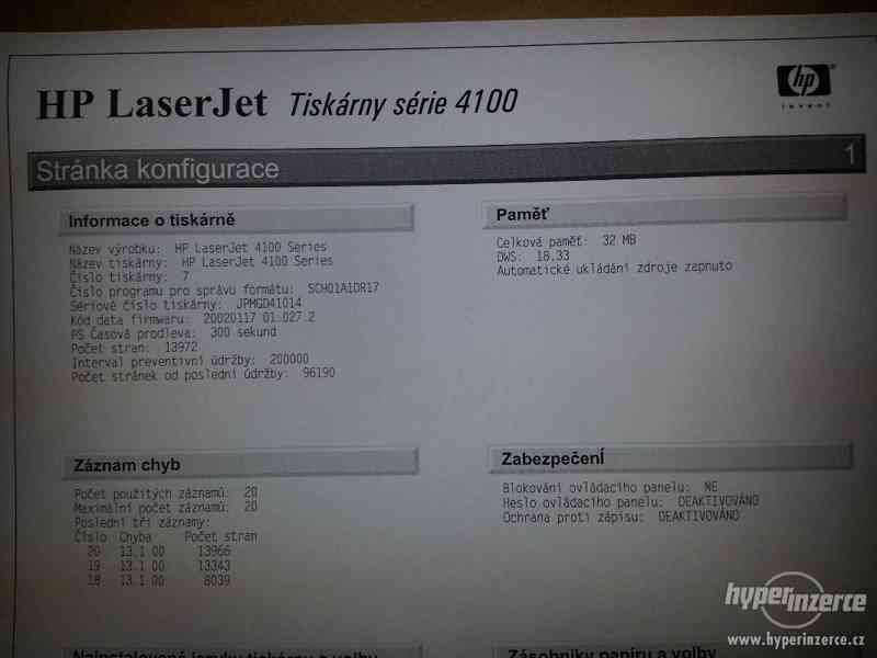 HP Laserjet 4100N | najeto 13tisíc | toner 86% - foto 4