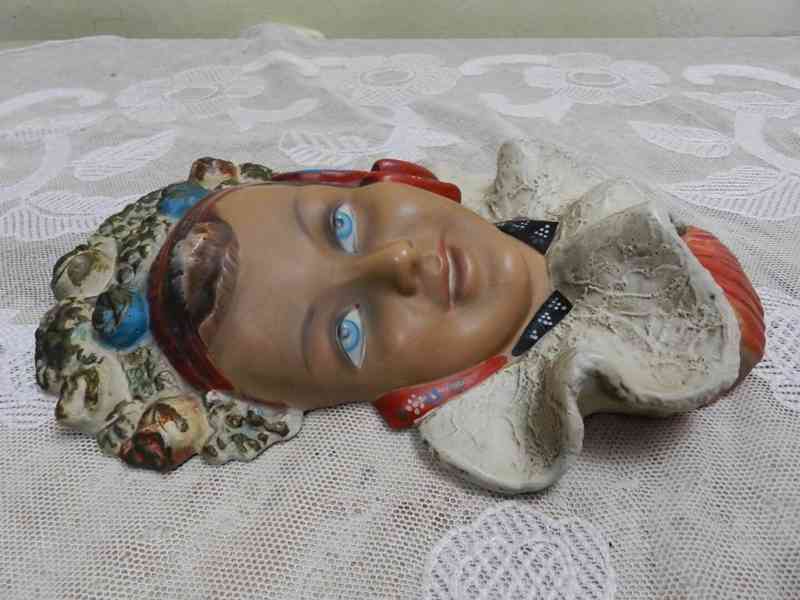 Krásná ručně malovaná Art Deco Maska Děvčátko Dívka Čechy - foto 6