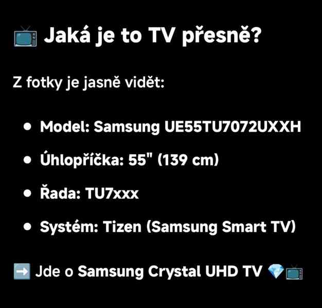 TV Samsung UE55 + ovladač + držák VESA 200x200 - foto 6