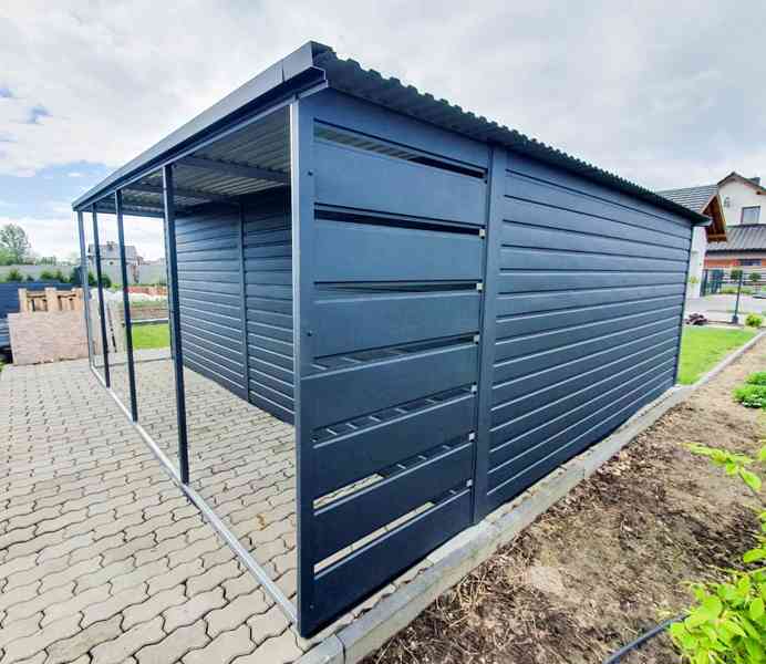 Zahradní domek 4x4m přístřešek 1x4m Dvoukřídlá vrata TS722 - foto 3