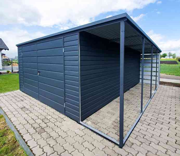 Zahradní domek 4x4m přístřešek 1x4m Dvoukřídlá vrata TS722 - foto 5