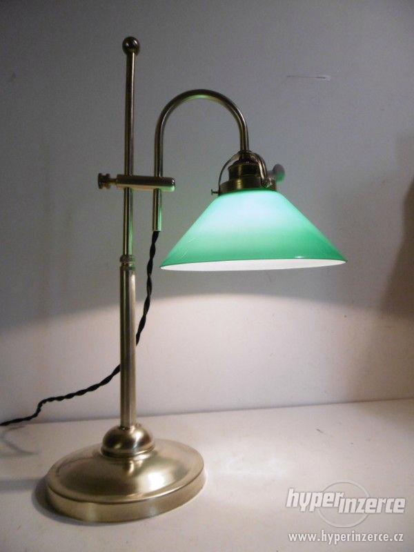 pěkná mosazná lampa, lampička bankéřka - foto 2