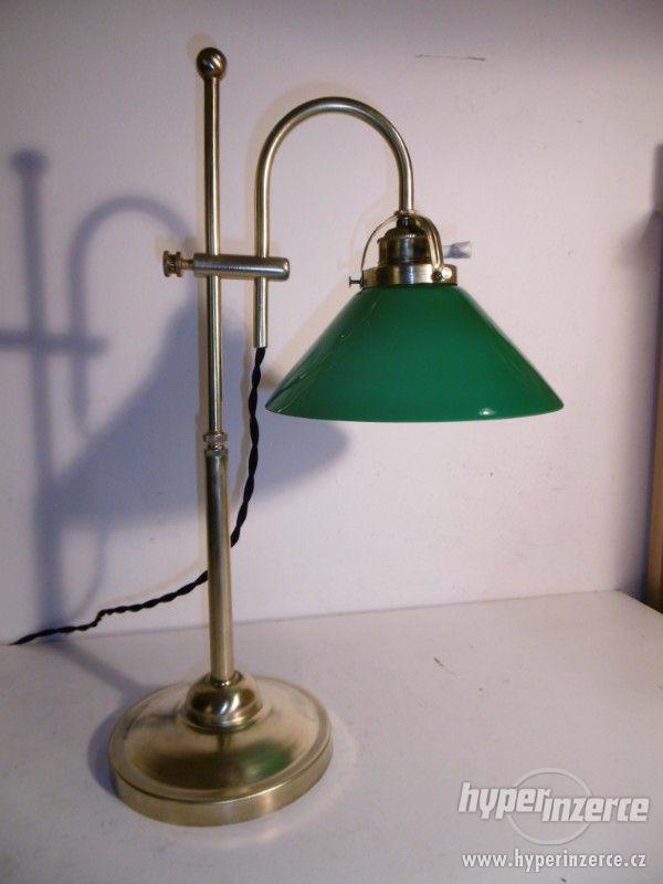 pěkná mosazná lampa, lampička bankéřka - foto 3