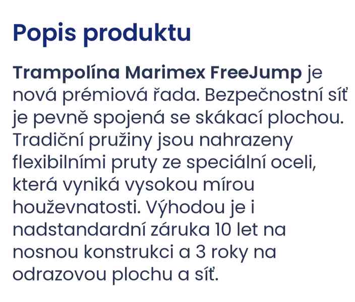 Nová dětská trampolína Marimex free jump 183 - foto 3