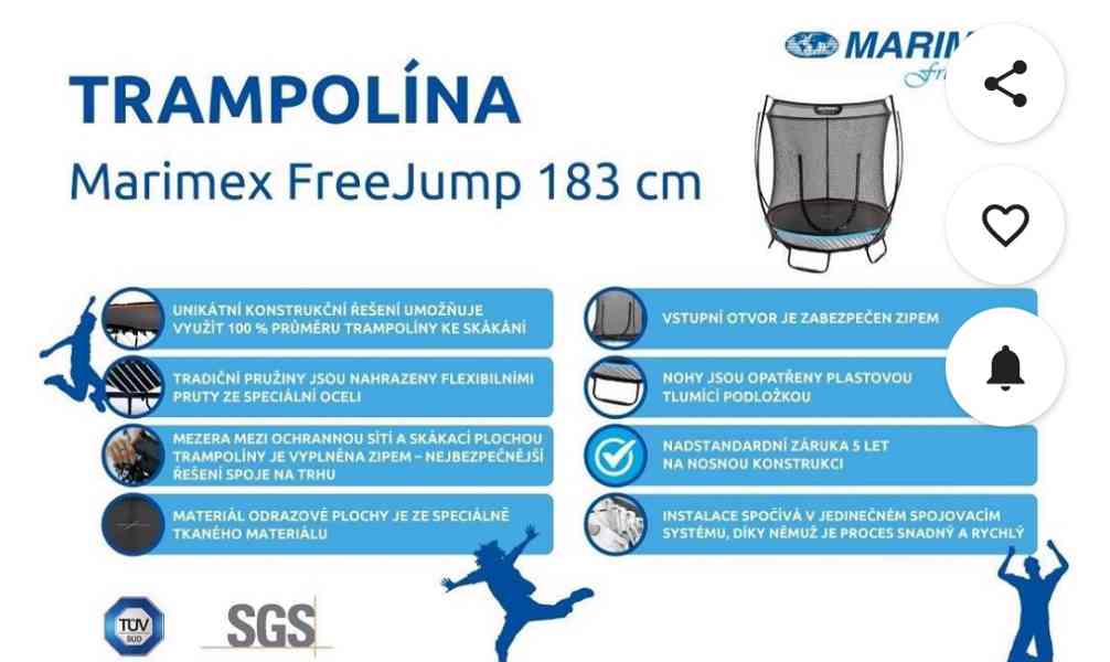 Nová dětská trampolína Marimex free jump 183 - foto 5